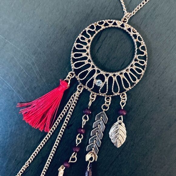 Silver Gold Boho Feather Long Necklaces Bundle Lot - Picture 3 of 5